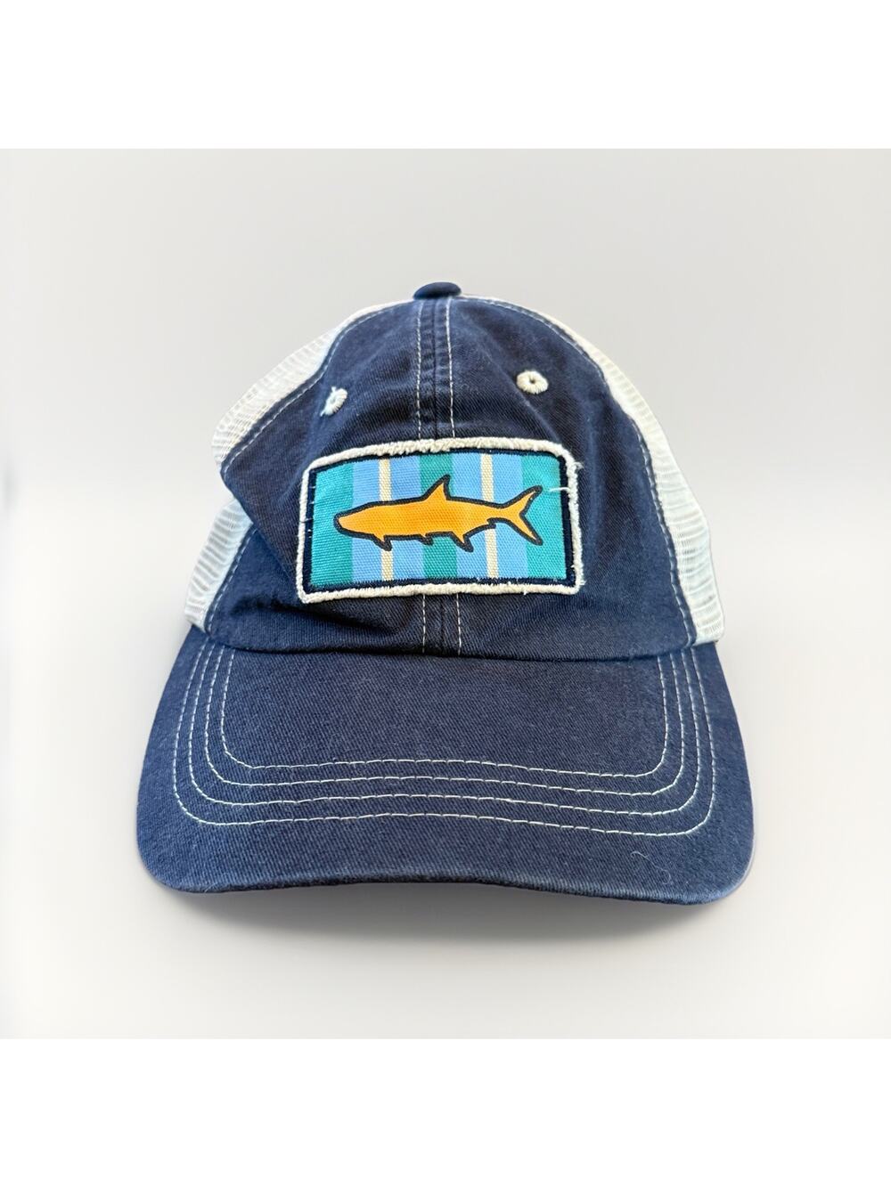 True Flies Mens Blue Fish Patch Adjustable Strapback Hat Mesh Baseball Cap